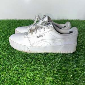 Puma Women's Carina L White Leather Platform Sneakers